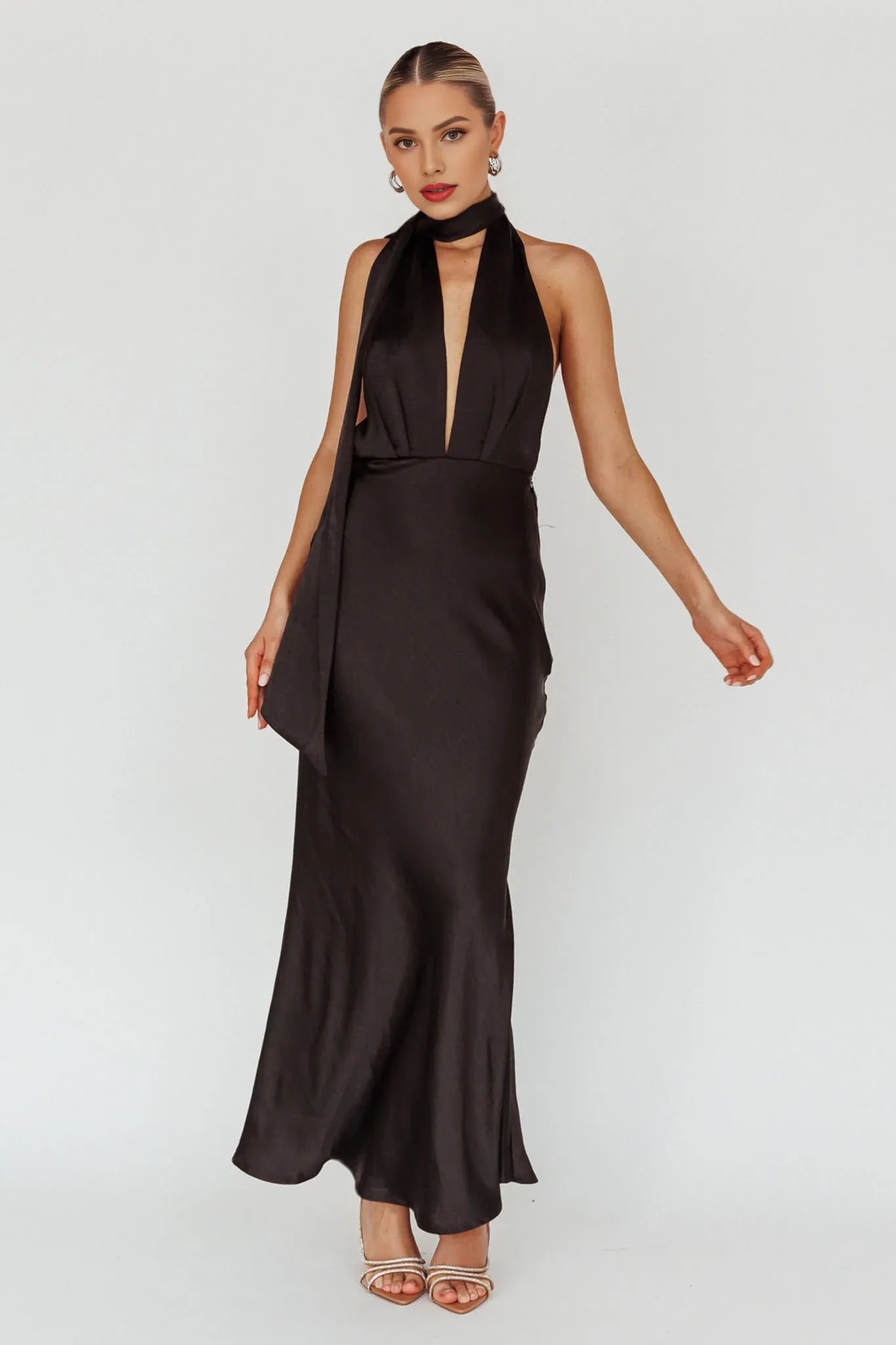 Robe Weitese à col en V profond, robe longue sans manches, dos ouvert, robe de bal sirène